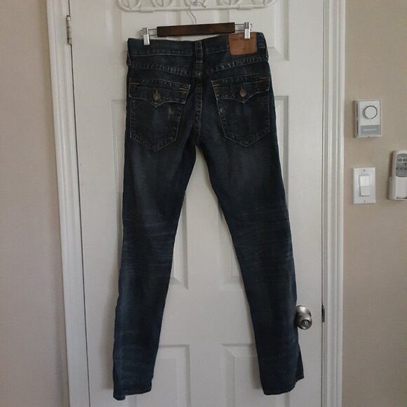 True Religion Men's Size 30 Medium Wash Distressed Rocco Relaxed Skinny Jeans - Picture 2 of 16